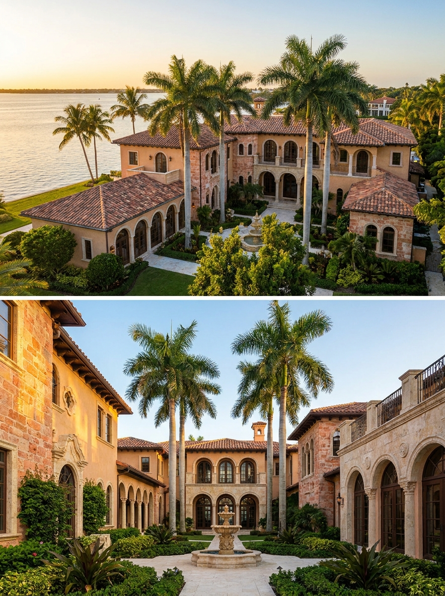 Mediterranean waterfront mansion